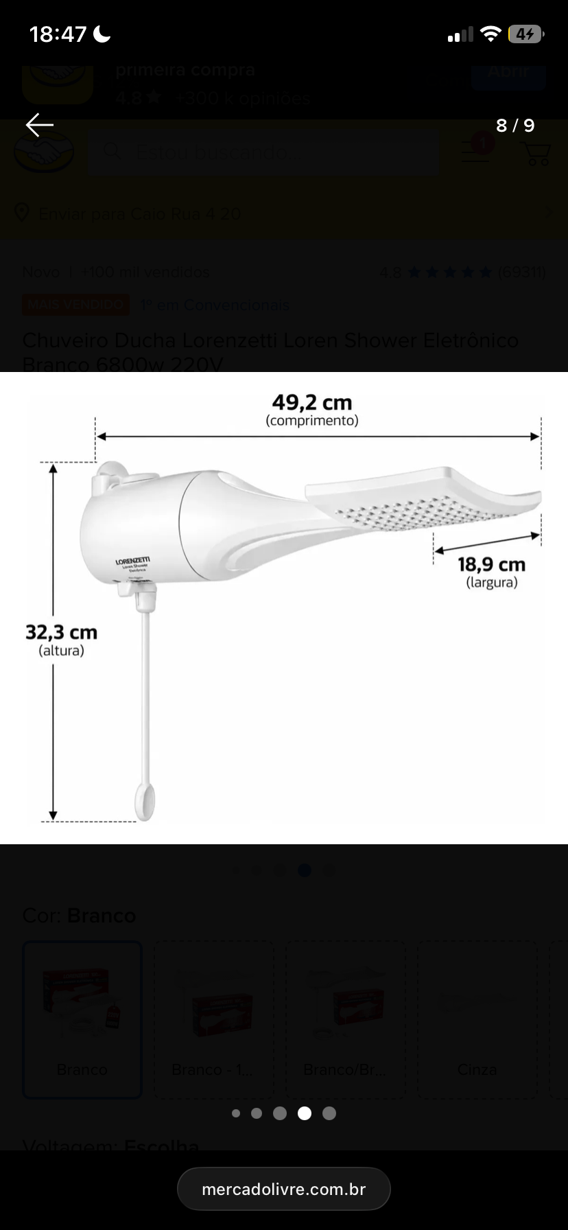 Chuveiro Lorenzetti Loren Shower Eletrônico 220 V 6800 W — foto 3