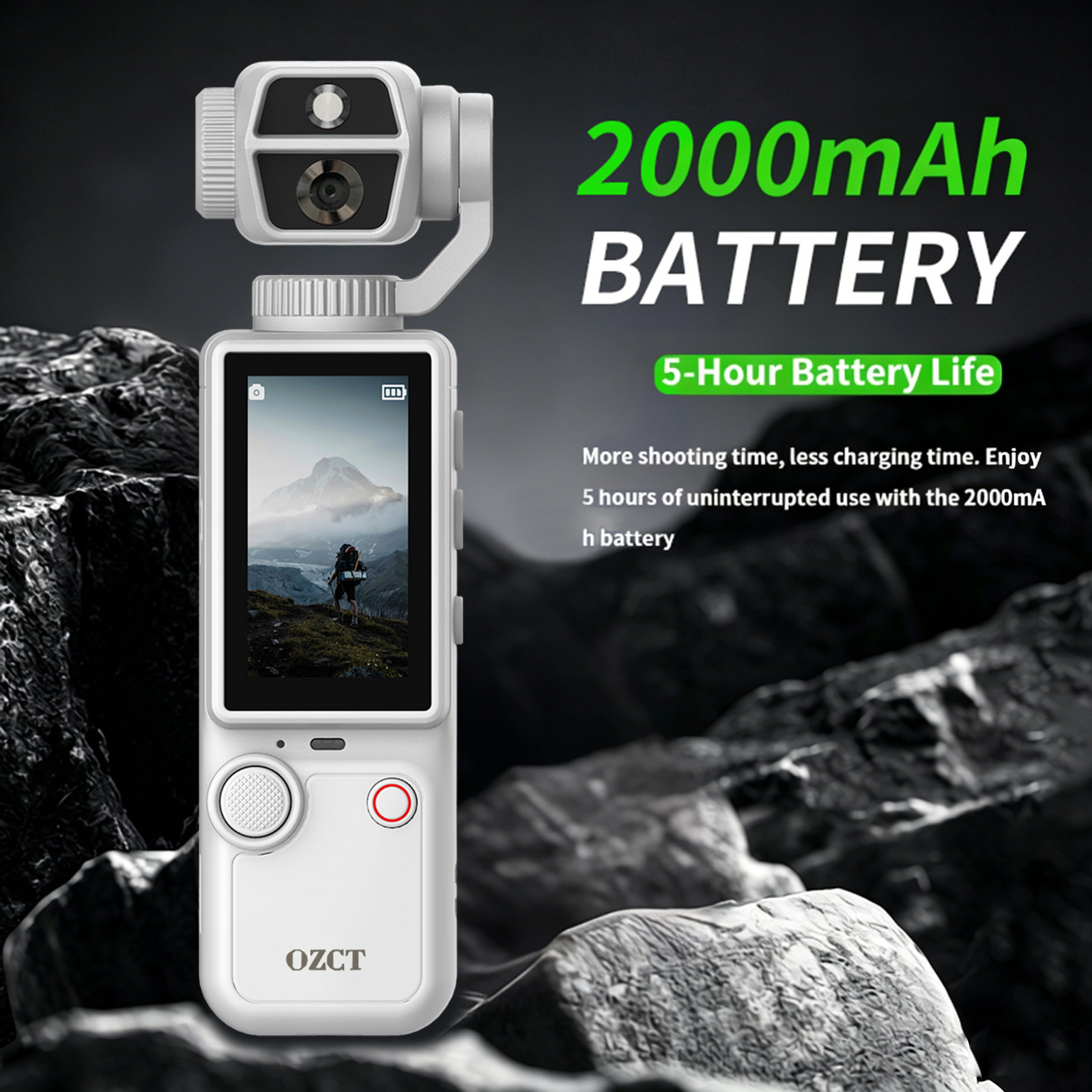 Câmera portátil com bateria anunciada de 2000 mAh